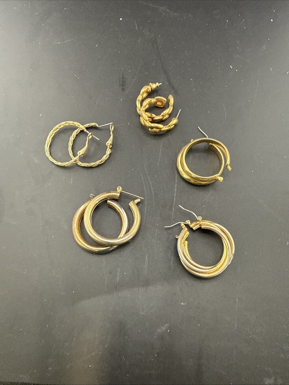 Lot Of 5 Gold-Toned Earrings